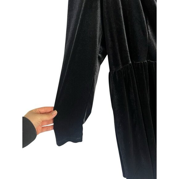 Ava & Viv Velvet Black Dress Rosette A-Line LBD 3X Cocktail Event Day To Night - Picture 6 of 8